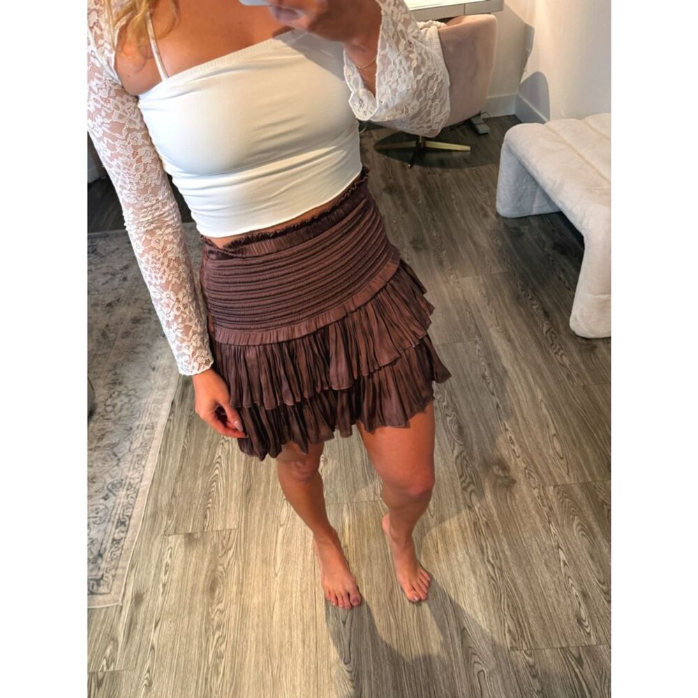 Silk Ruffled Mini Skirt